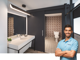 Pressure-assisted toilet in hotel room